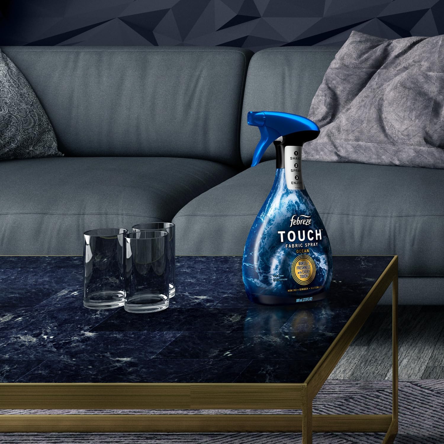 Febreze Touch Fabric Spray, Sneaker Balls Alternative, Couch Cleaner, Refresher Ocean & Mountain, 16.9 oz, Pack of 2,33.8 Fl Oz