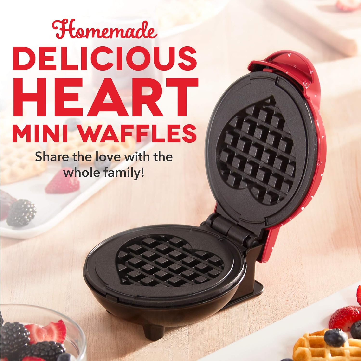 DASH Mini Waffle Maker - 4” Waffle Mold, Nonstick Waffle Iron with Quick Heat-Up, PTFE Nonstick Surface - Perfect Mini Waffle Maker for Kids and Families, Just Add Batter (Aqua)