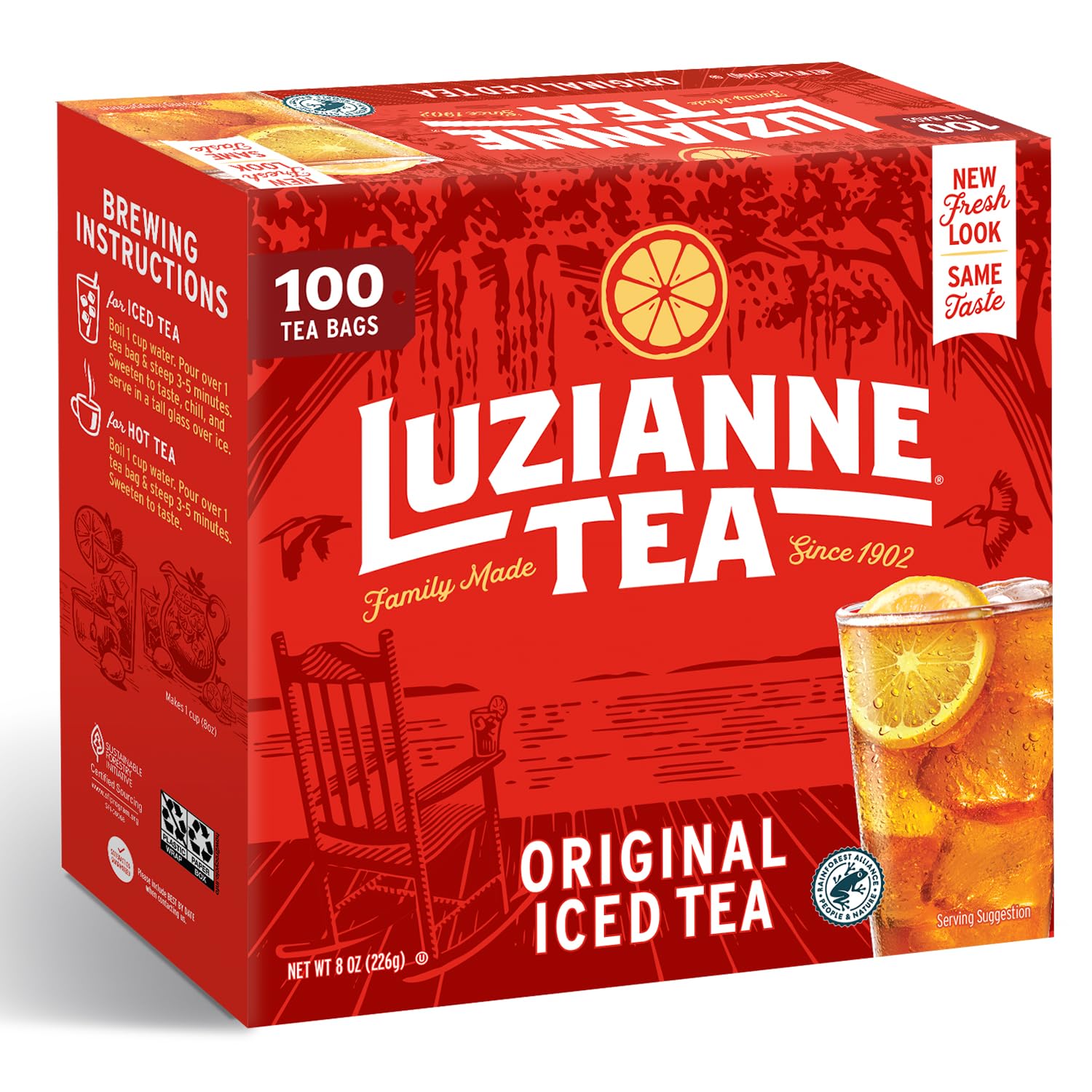Luzianne Unsweetened Iced Tea Bags, Gallon Size, 24ct Box (Pack of 1)