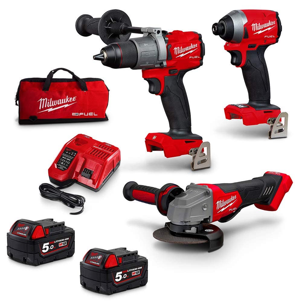 MILWAUKEE 18V FUEL™ ONE-KEY™ 3 Piece 2 x 5.0Ah Combo Kit M18ONEPP3A2502B