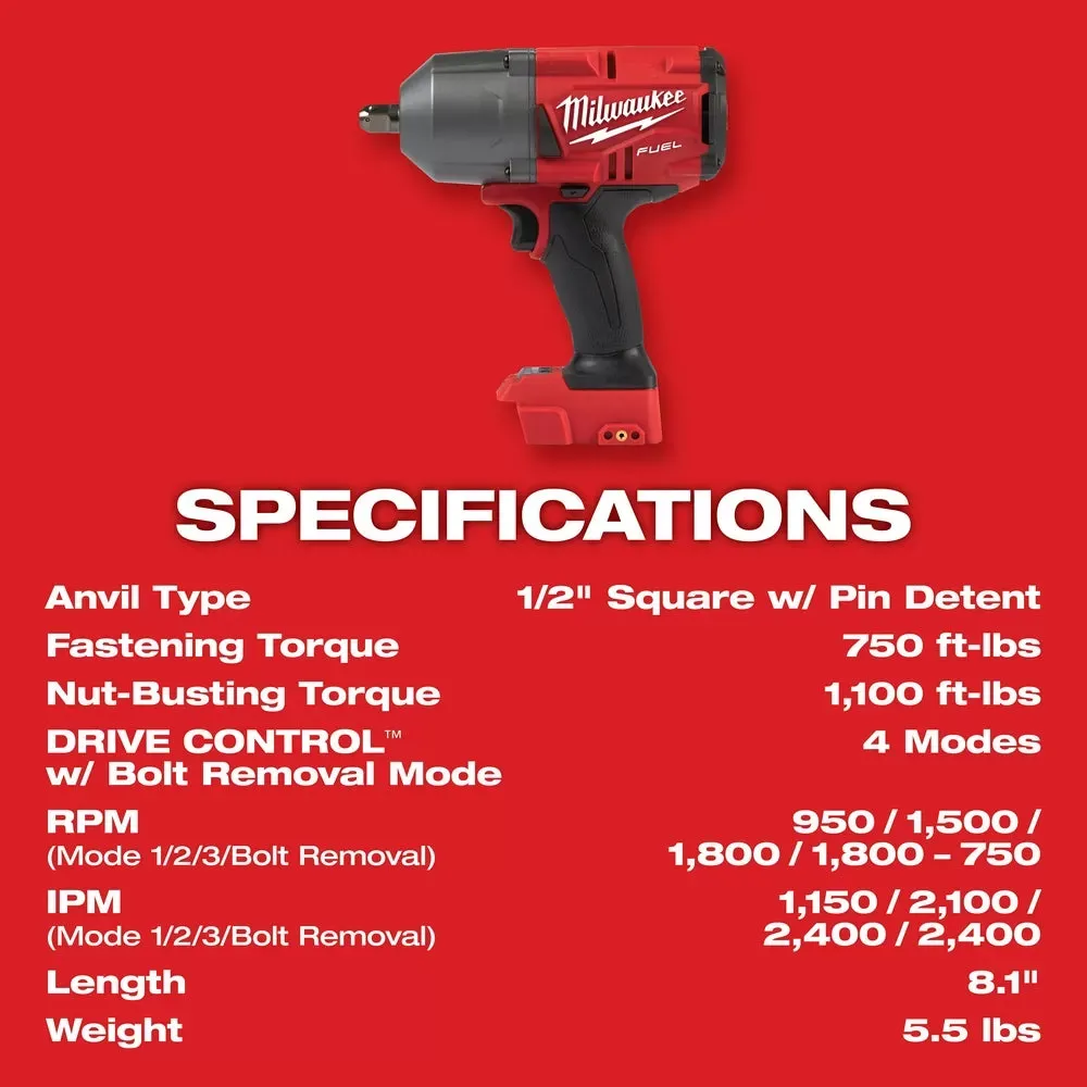 Milwaukee Pre-Sale 2766-20 M18 FUEL 18V 1/2-Inch Detent Pin Impact Wrench - Bare Tool