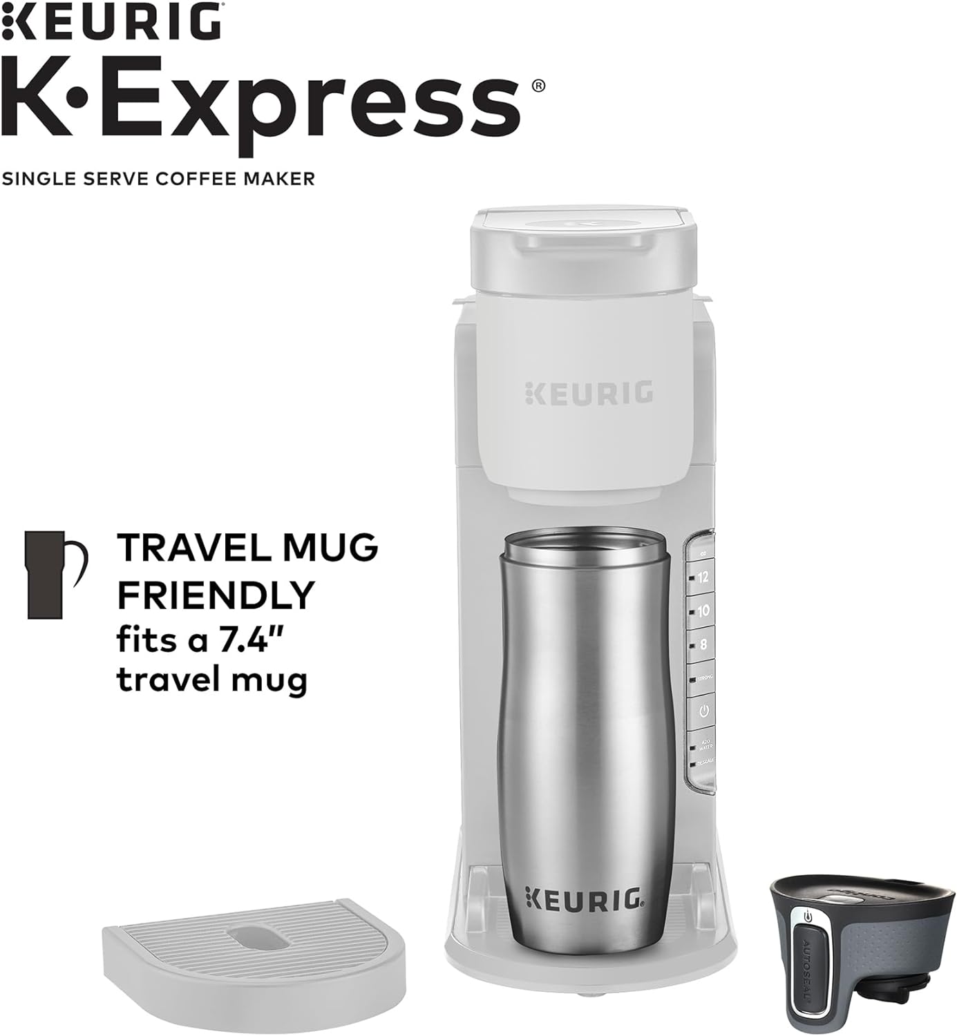 Keurig K-Express Single Serve K-Cup Pod Coffee Maker, 3 Brew Sizes, Strong Button Feature, 42oz Removable Reservoir, Black