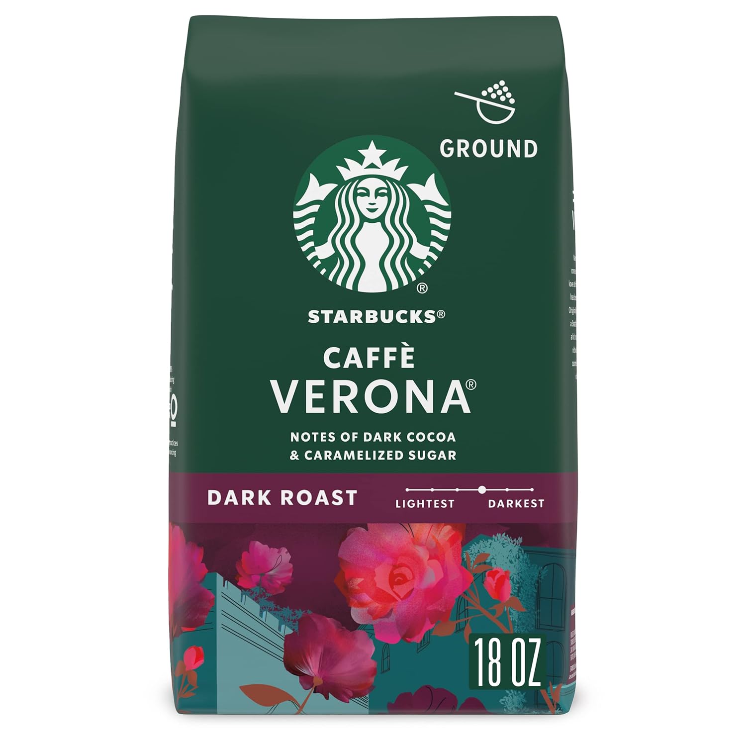 Starbucks Ground Coffee, Dark Roast Coffee, Caffè Verona, 100% Arabica, 1 bag (28 oz)