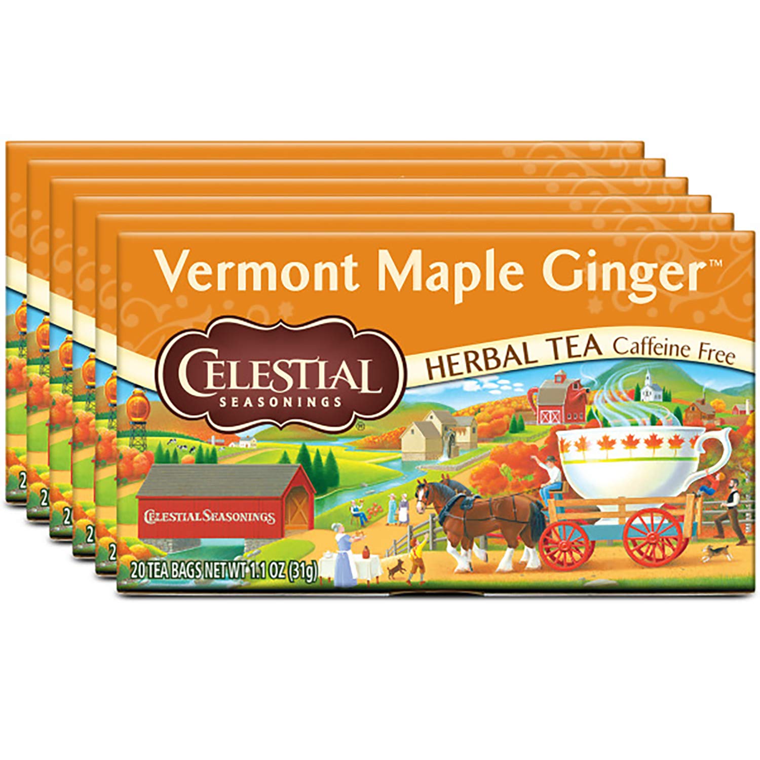 Celestial Seasonings Bengal Spice Herbal Tea, Caffeine Free, 20 Tea Bags Box, (Pack of 6)