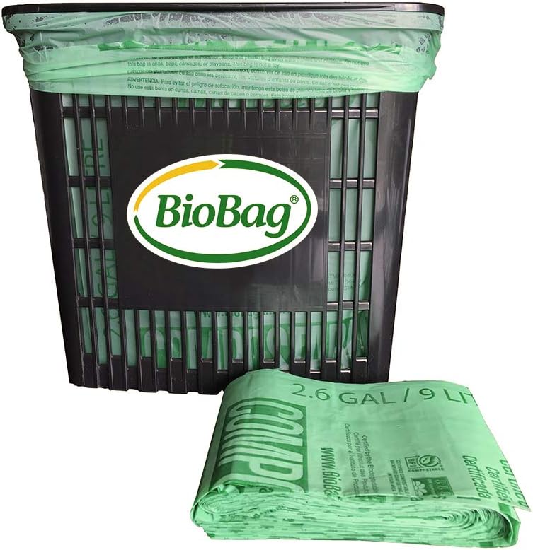 BioBag (USA), The Original Compostable Bag, 2.6 Gallon, 100 Total Count, 100% Certified Compostable Kitchen Food Scrap Bags, Kitchen Compost Bin Compatible