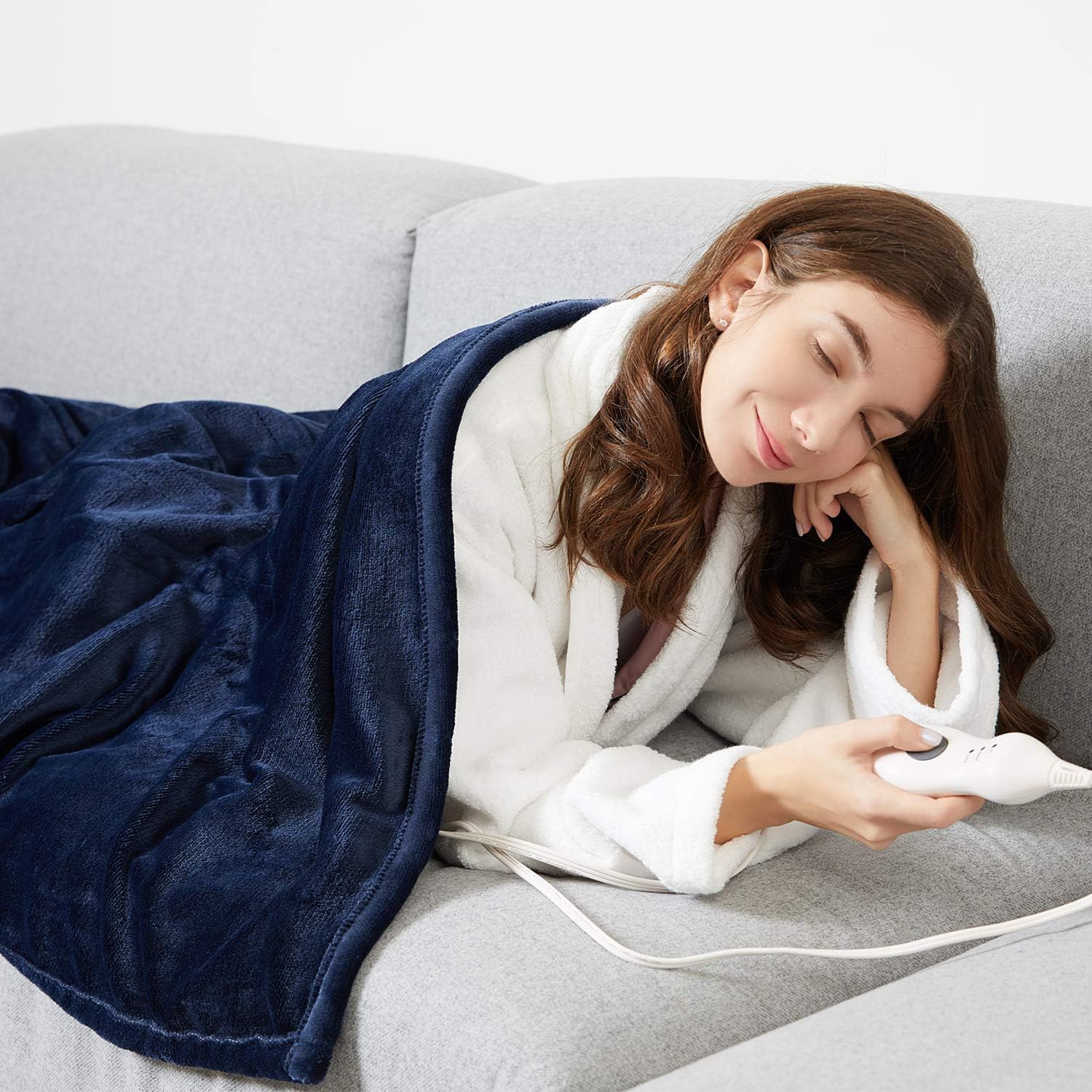 Tefici Electric Heated Blanket Throw, Super Cozy Soft 2-Layer Flannel 50