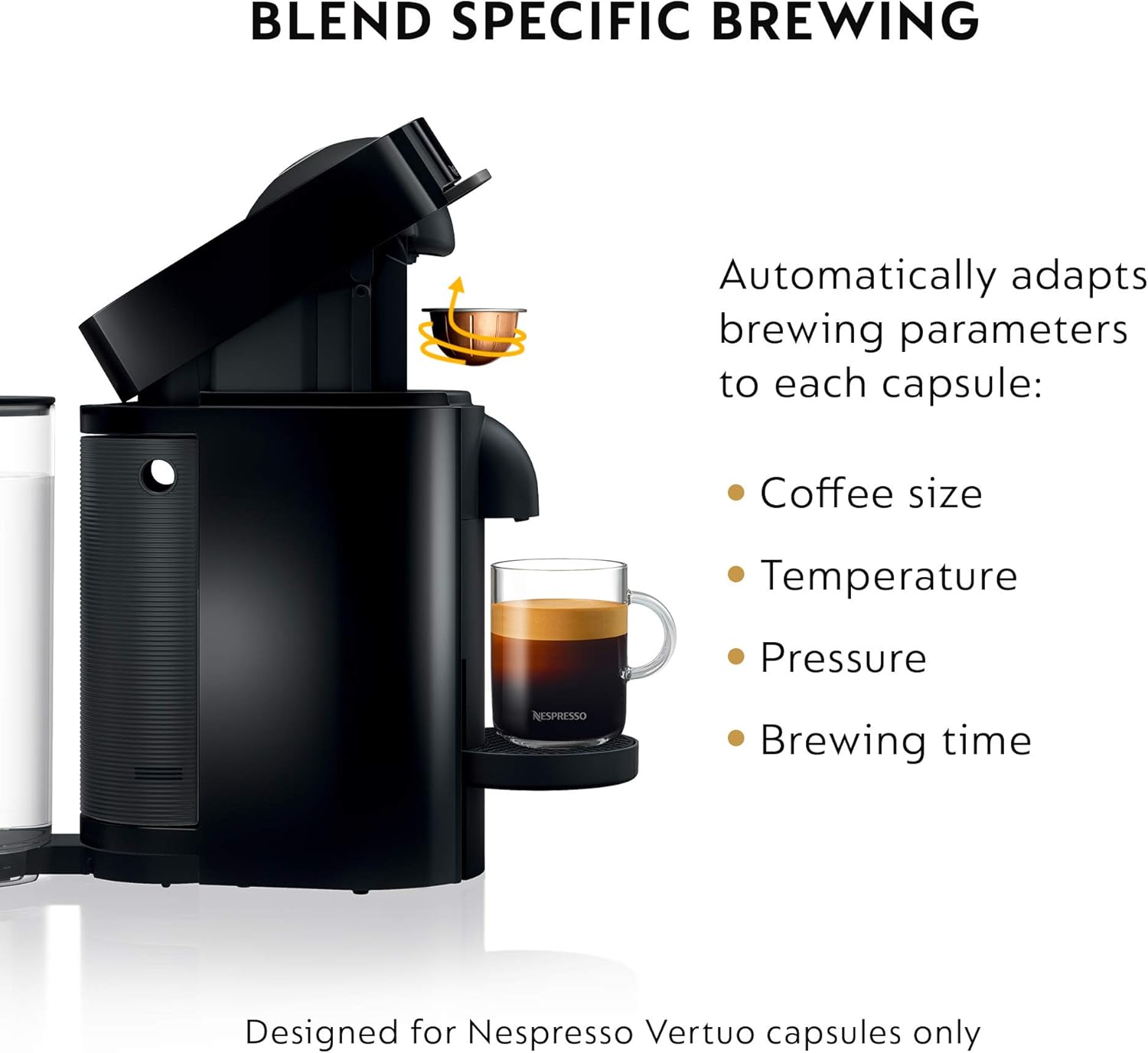 Nespresso Vertuo Plus Deluxe Coffee and Espresso Maker by De'Longhi, Matte Black