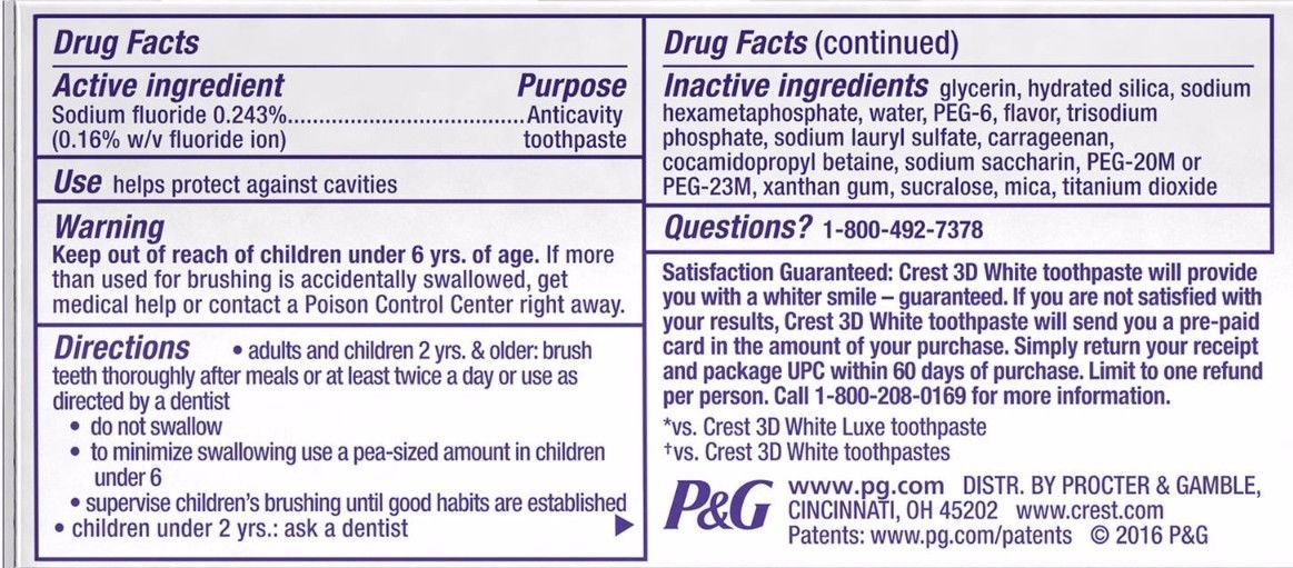 Crest 3D White Advanced Luminous Mint Teeth Whitening Toothpaste, 3.7 oz Pack of 4 - Helps Remove Surface Stains, Whitens Teeth, Strengthens Tooth Enamel, Protects Against Cavities