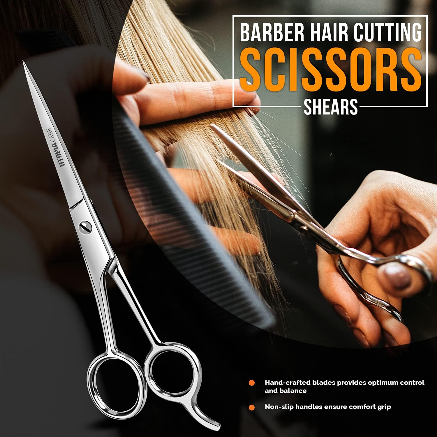 Utopia Care Hair Cutting and Hairdressing Scissors 6.5 Inch, Premium Stainless Steel shears with smooth Razor & Sharp Edge Blades, for Salons, Men & Women, Kids, Adults, & Pets - Silver