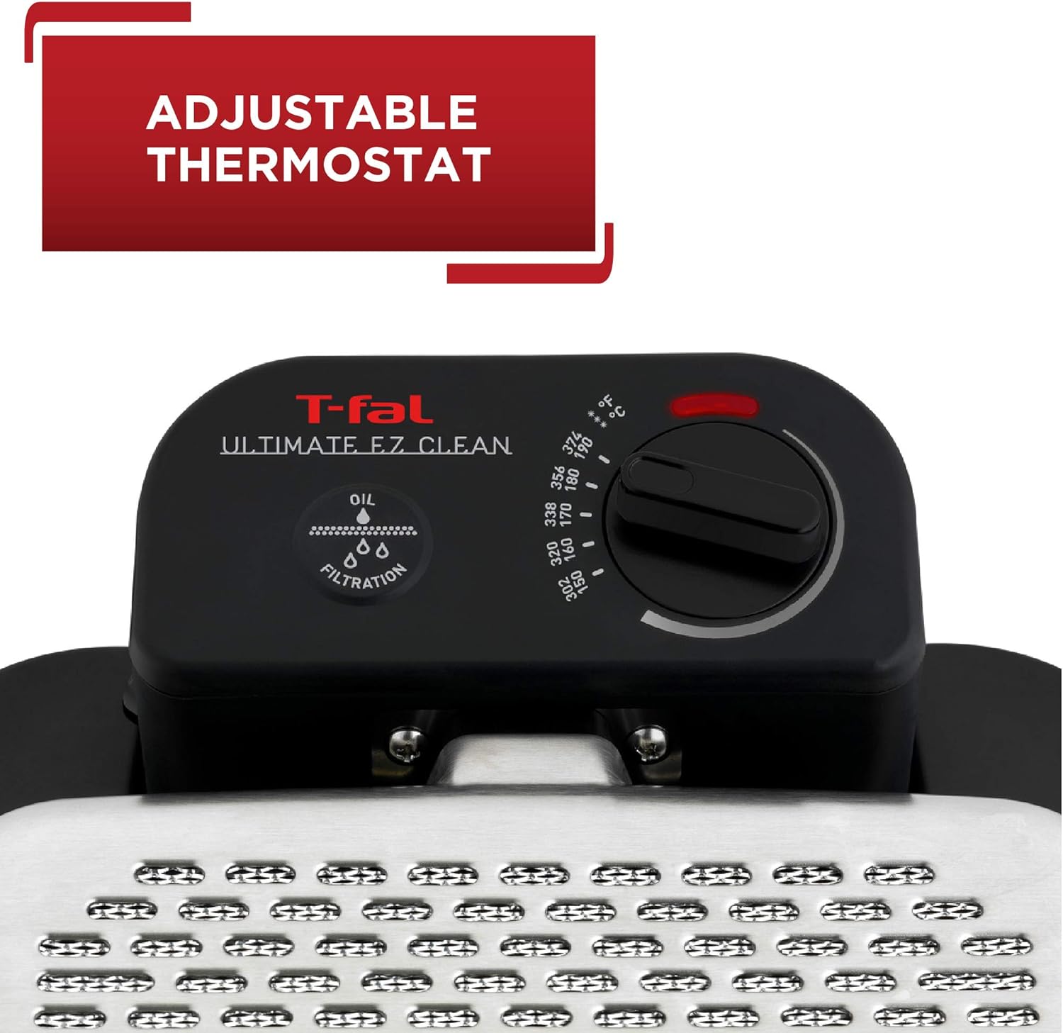 T-fal 3.5L Stainless Steel Deep Fryer with Basket, 1700W, Oil Filtration, Temp Control, Digital Timer, Dishwasher Safe Parts