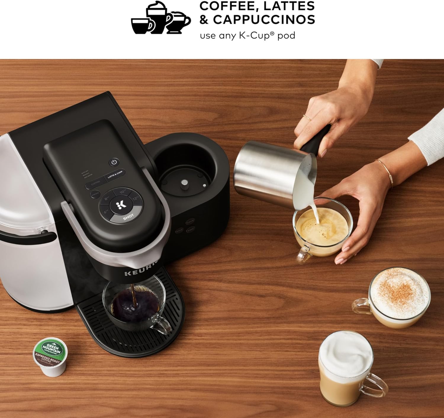 Keurig K-Cafe K-Duo Single Serve Coffee, Latte and Cappuccino Maker, 32 K-Cup Pods, Dark Charcoal