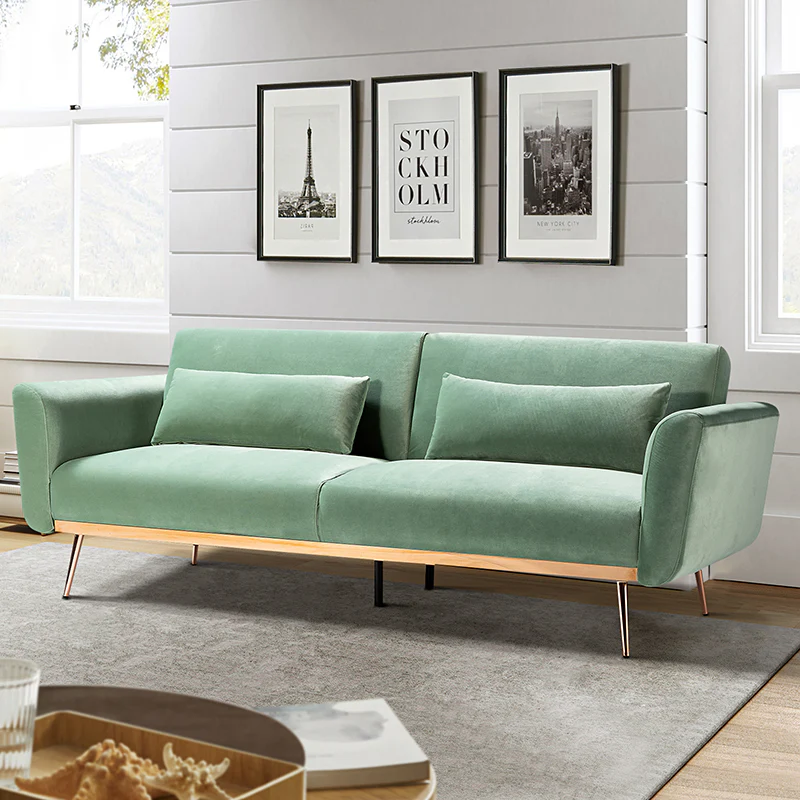 Agnes Retro Style Velvet Sleeper Sofa