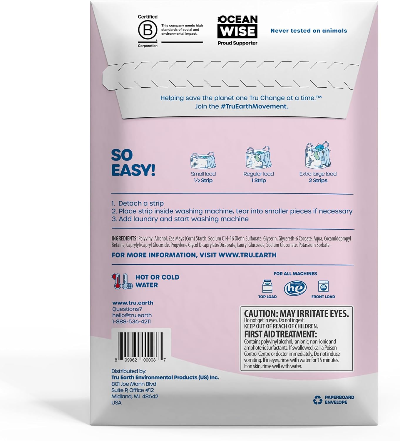 Tru Earth Compact Dry Laundry Detergent Sheets - Up to 64 Loads (32 Sheets) - Paraben-Free - Original Eco-Strip Liquidless Laundry Detergent, Travel Laundry Sheets - Fresh Linen