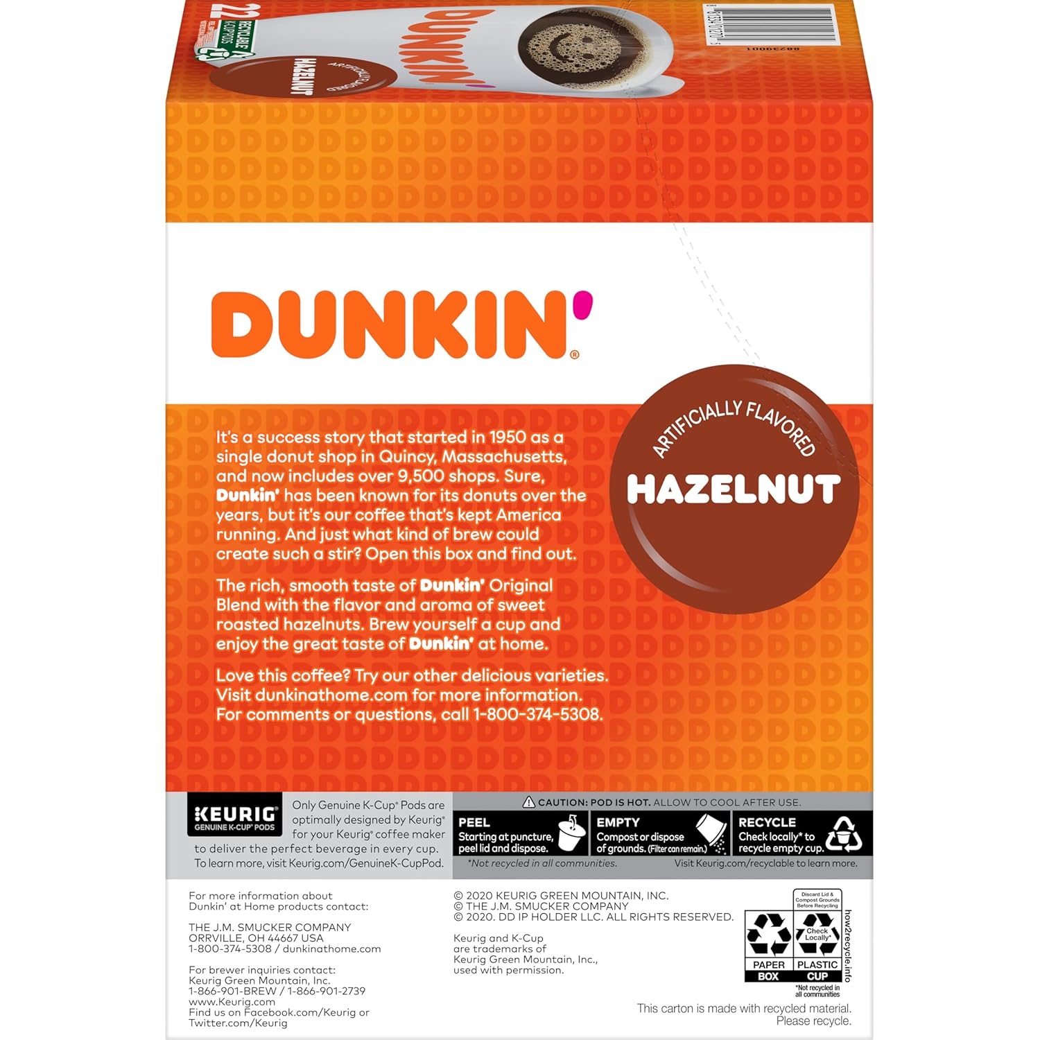 Dunkin' Original Blend Medium Roast Coffee, 60 Keurig K-Cup Pods