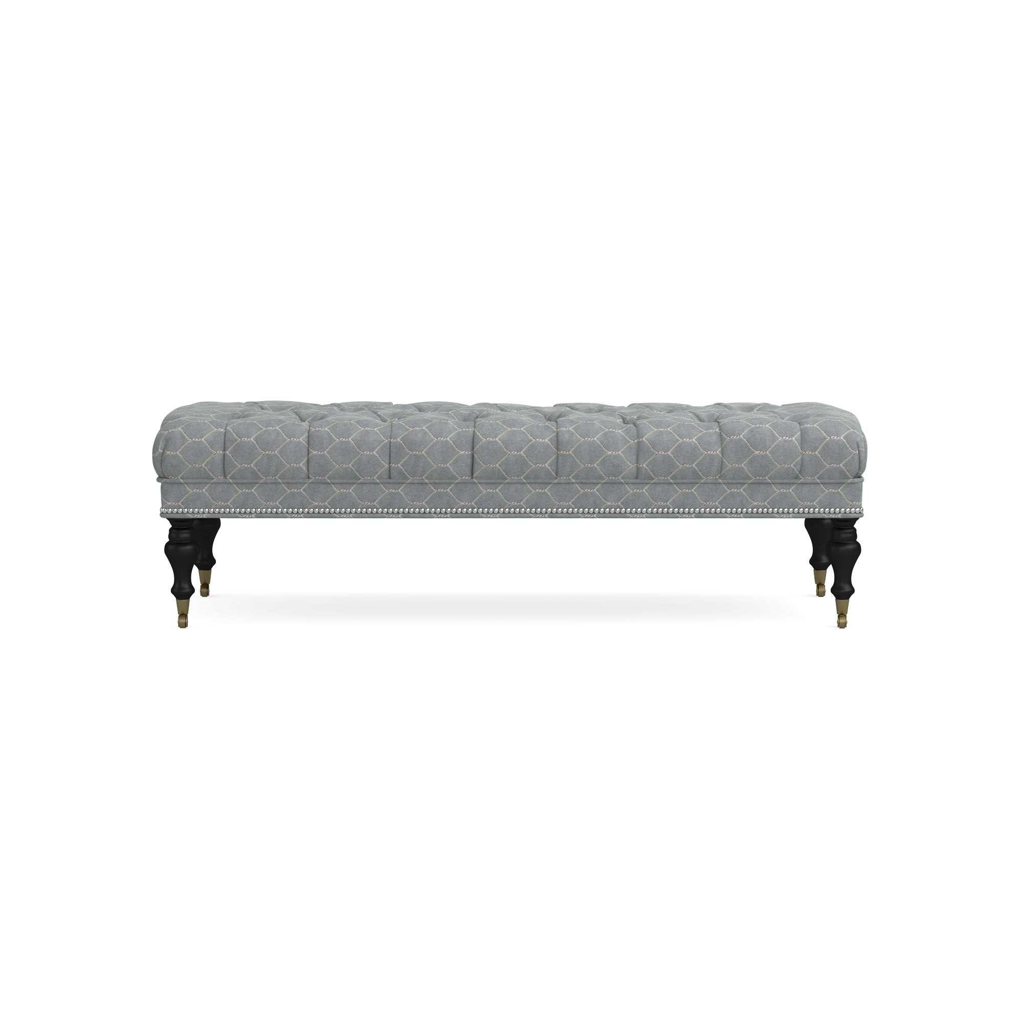 Sanderson x Giles Deacon Fairfax Bench Ottoman, Turned Leg with Tufted Top (26