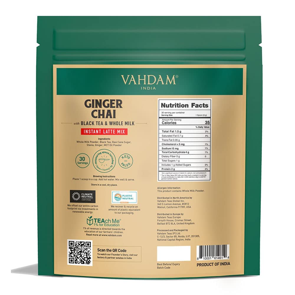 VAHDAM, Organic Turmeric Ginger Herbal Tea Bags (100 Pyramid Tea Bags) Caffeine Free, Non GMO, Gluten Free | 100% Pure Herbal Blend - Savory & Spicy | Plant-Based Tea Bags | Resealable Ziplock Pouch