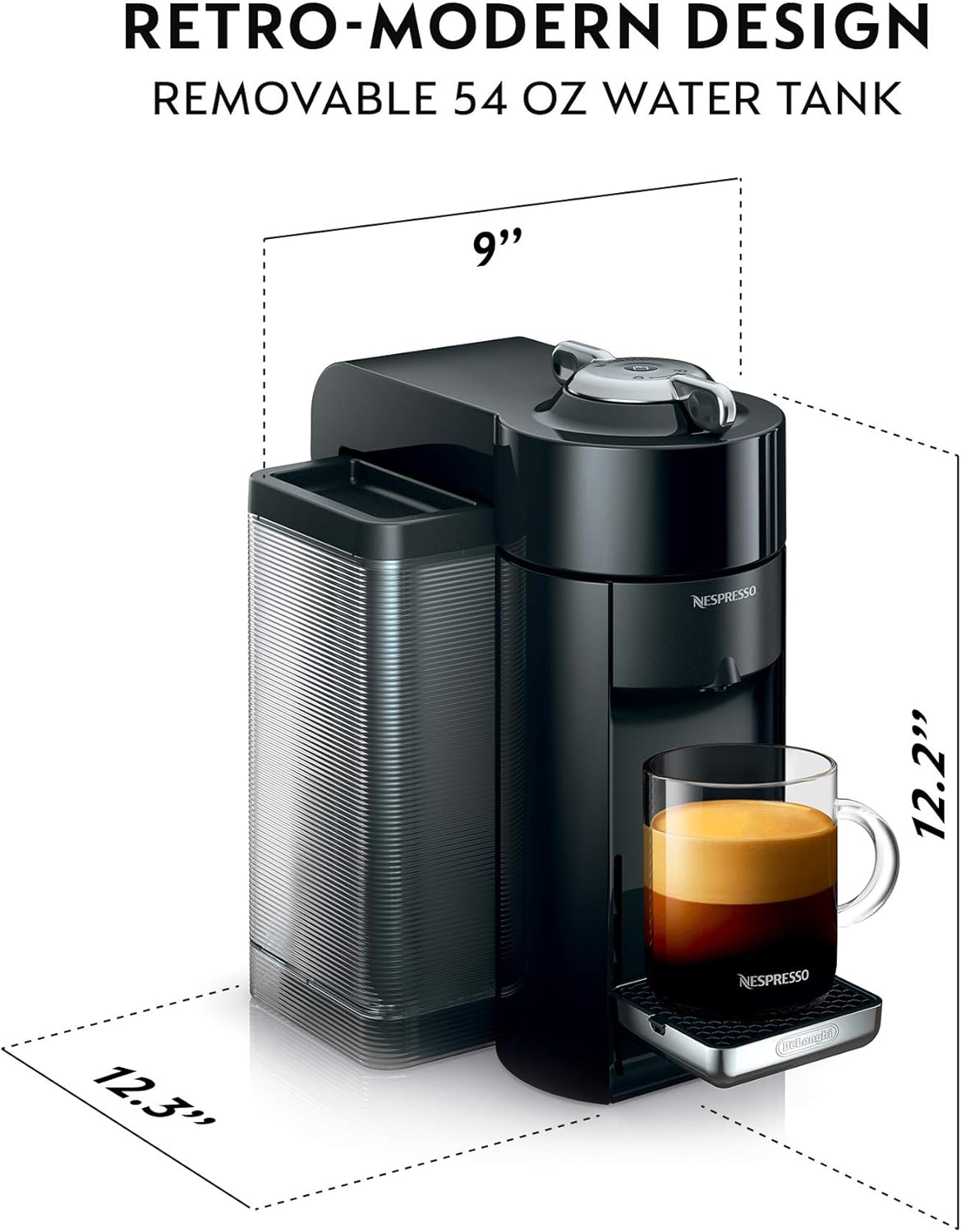 Nespresso Vertuo Coffee and Espresso Maker,1597 ml, by De'Longhi, Graphite Metal