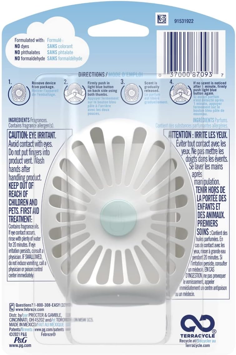 Febreze Small Spaces Air Freshener Linen & Sky, .25 fl. oz., Pack of 4