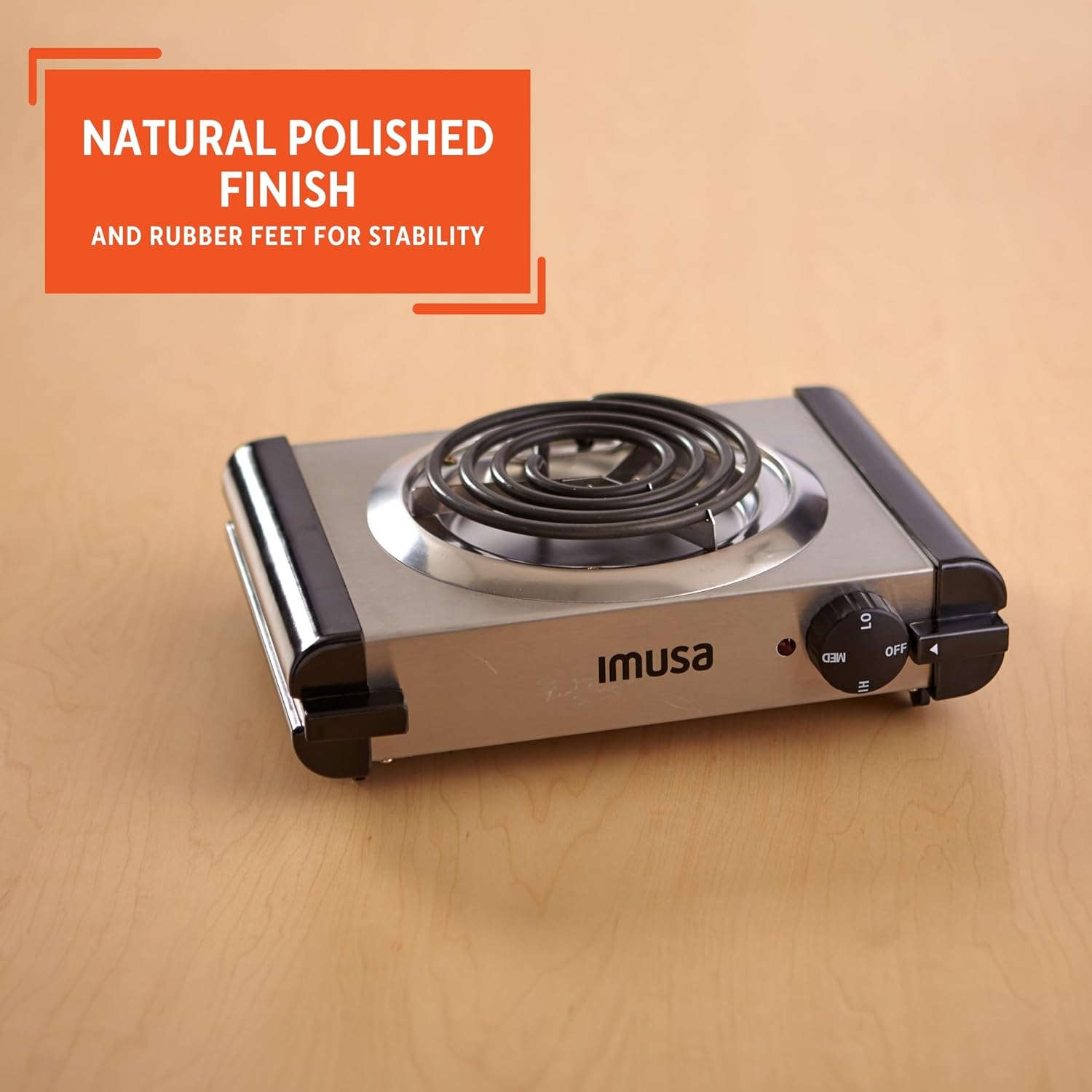 IMUSA USA GAU-80305 Electric Single Burner 1100-Watts, Black