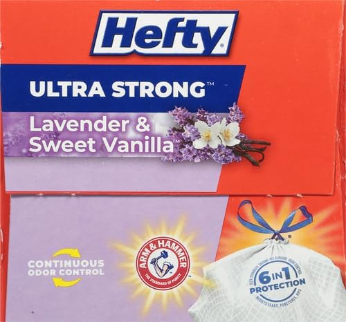 Hefty Ultra Strong Tall Kitchen Trash Bags, Lavender & Sweet Vanilla Scent, 13 Gallon, 80 Count