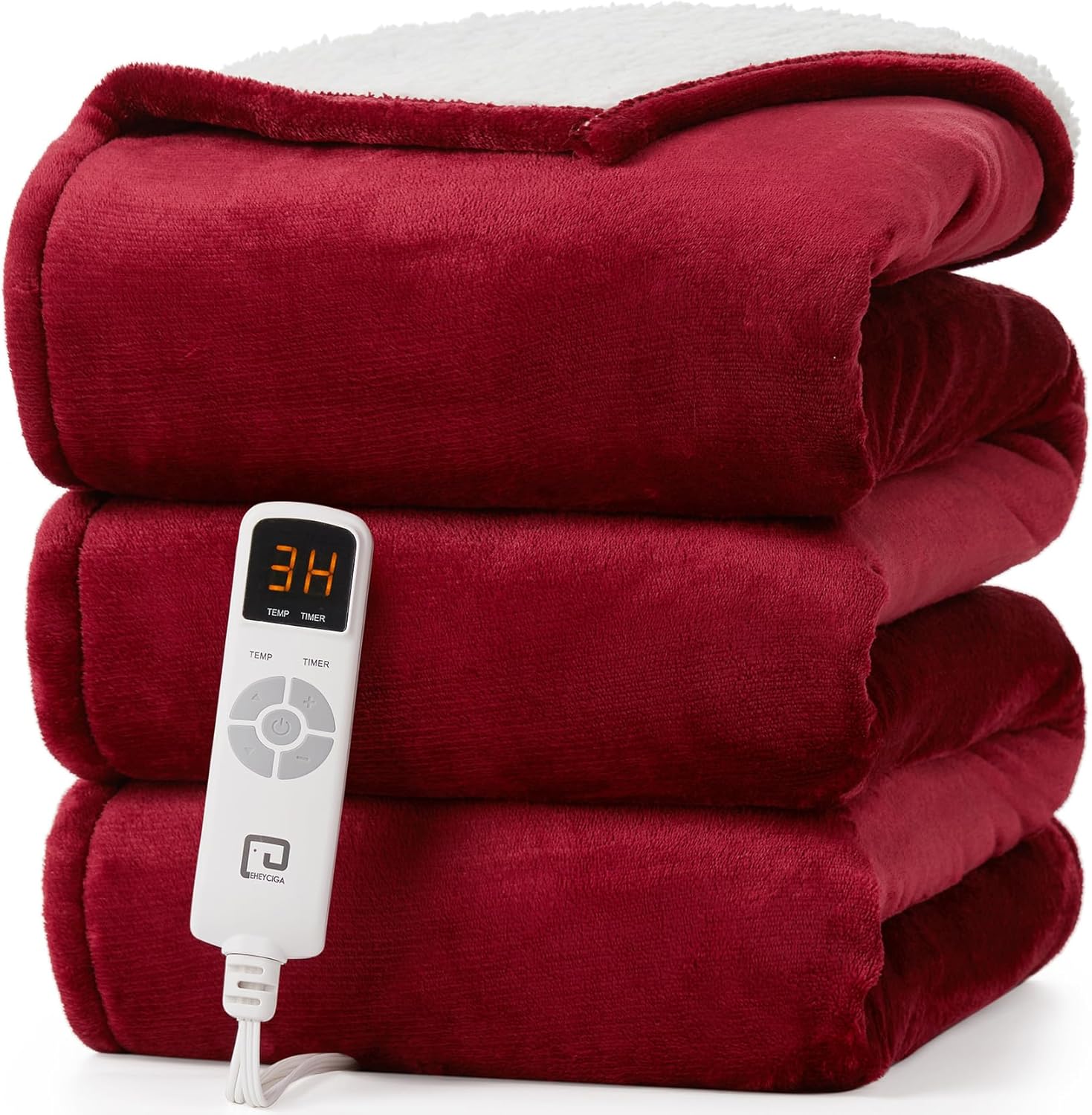 EHEYCIGA Heated Blanket Electric Blanket Throw - Heating Blanket with 9 Heating Levels & 10 Hours Auto Off, Soft Cozy Sherpa Washable Blanket with Fast Heating, 50 x 60 Inches