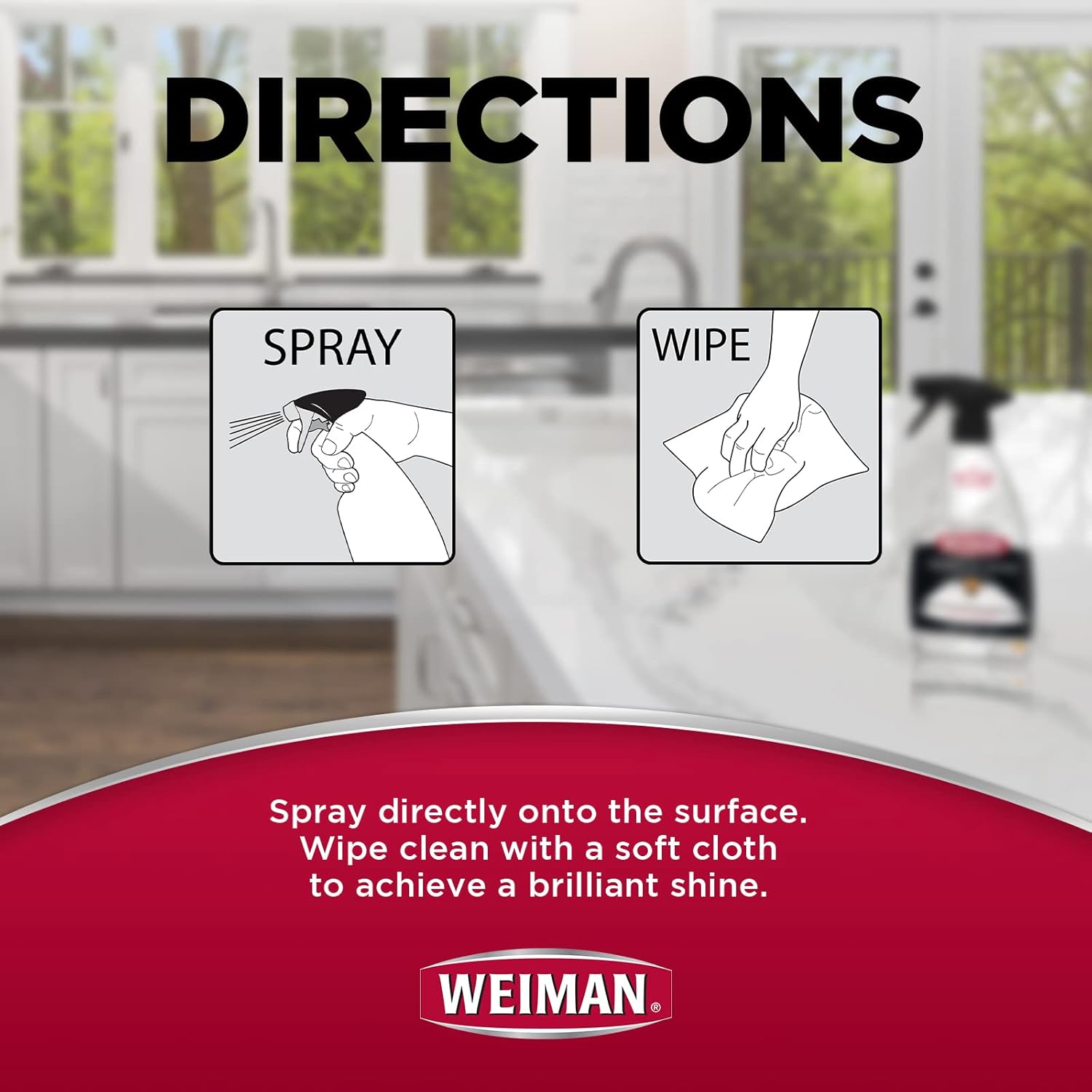 Weiman Quartz Countertop Cleaner and Polish (2 Pack w/Micro Towel) Clean and Shine Your Quartz Countertops Islands and Stone Surfaces with Ultra Violet Protection