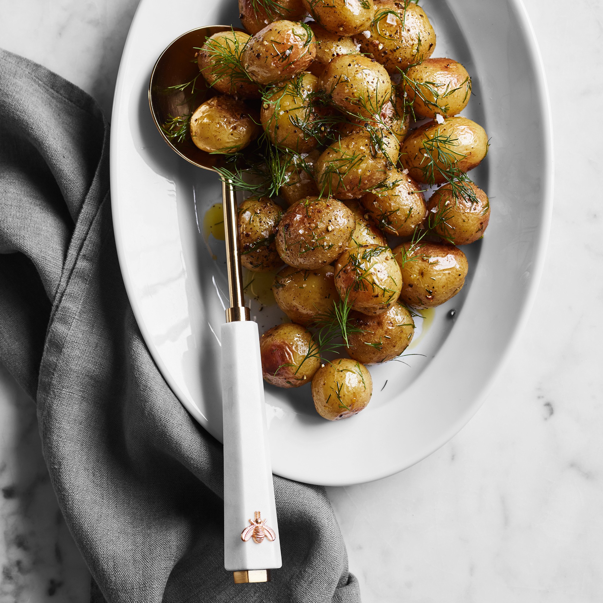 Marble Honeycomb Salad Servers