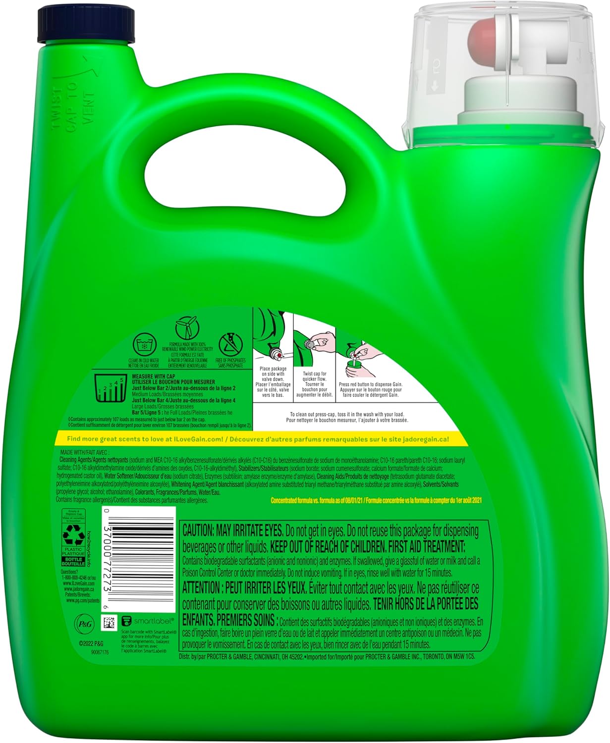 Gain + Aroma Boost Laundry Detergent Liquid, Original Scent, 107 Loads, 154 fl oz, HE Compatible Laundry Soap with Febreze and Oxi
