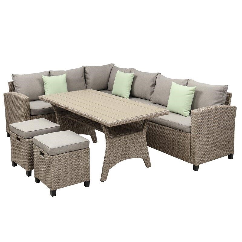 Bradyn Wicker/Rattan 7 - Person Seating Group with Cushions