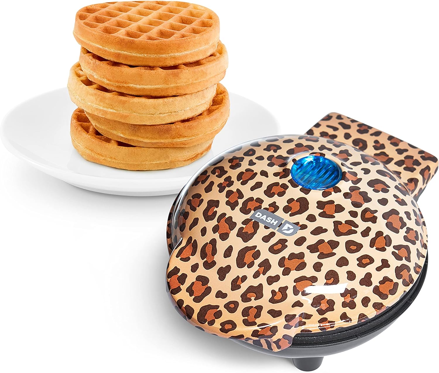 DASH Mini Waffle Maker - 4” Waffle Mold, Nonstick Waffle Iron with Quick Heat-Up, PTFE Nonstick Surface - Perfect Mini Waffle Maker for Kids and Families, Just Add Batter (Aqua)