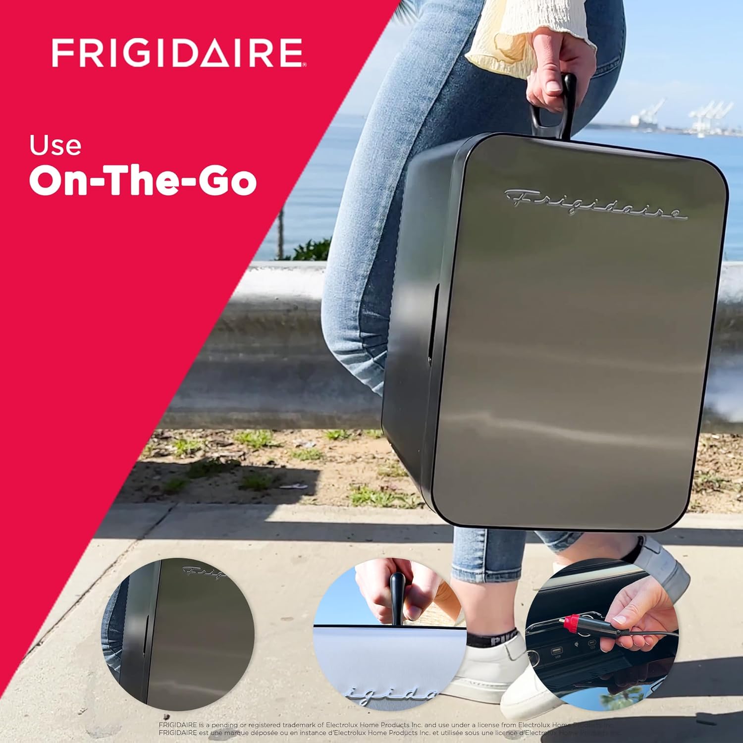 FRIGIDAIRE Portable 10L, 15-can Mini Fridge Brushed Stainless Rugged Refrigerator, EFMIS188-SS