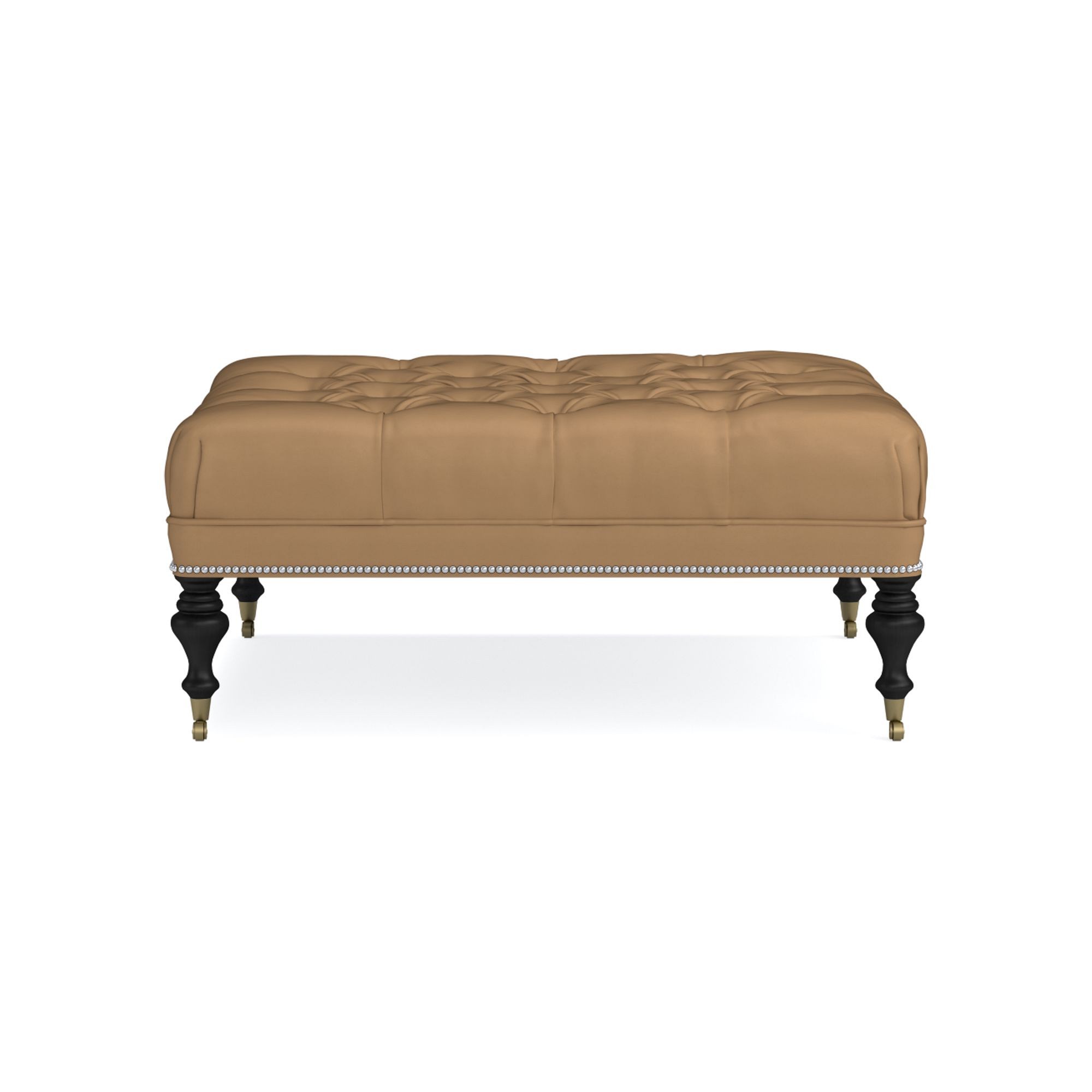 Fairfax Square Ottoman, Turned Leg with Tufted Top (26