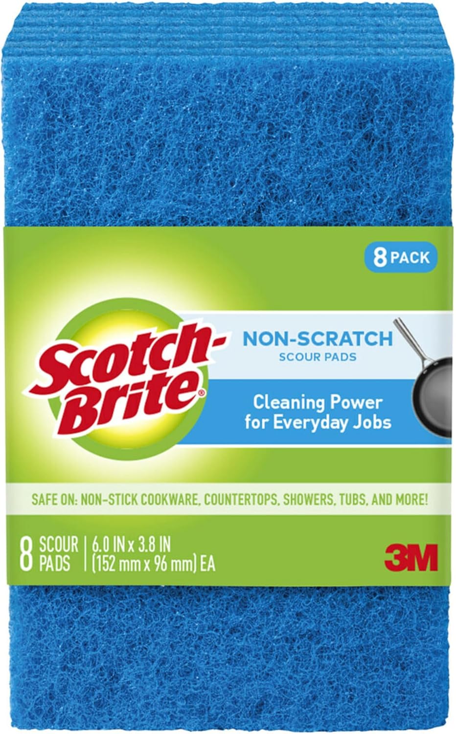 Scotch-Brite Non-Scratch Scour Pads, Scouring Pads for Kitchen and Dish Cleaning, 3 Pads