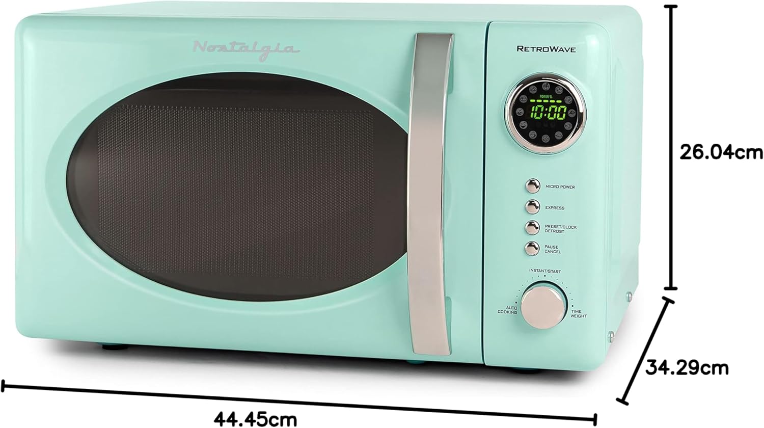 Nostalgia Retro Compact Countertop Microwave Oven - 0.7 Cu. Ft. - 700-Watts with LED Digital Display - Child Lock - Easy Clean Interior - Aqua