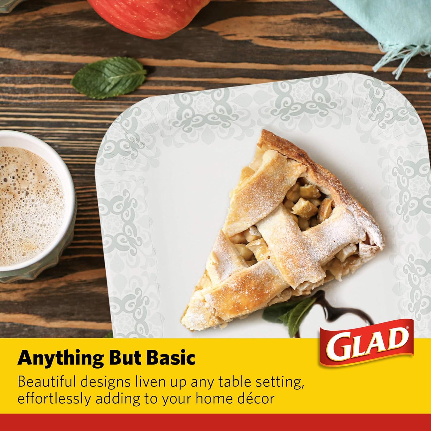 Glad Square Disposable Paper Plates for All Occasions | Soak Proof, Cut Proof, Microwaveable Heavy Duty Disposable Plates | 8.5