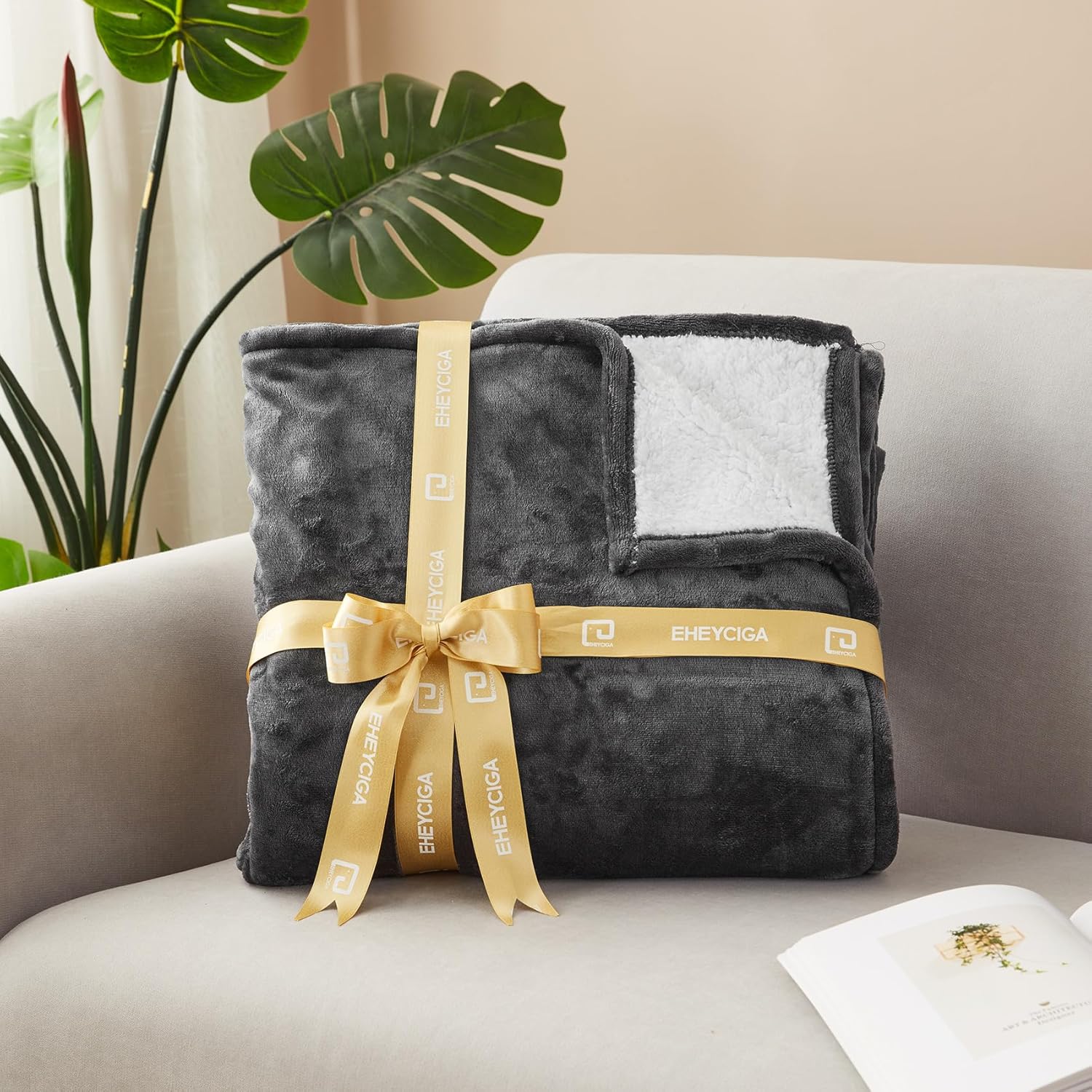 EHEYCIGA Heated Blanket Electric Blanket Throw - Heating Blanket with 9 Heating Levels & 10 Hours Auto Off, Soft Cozy Sherpa Washable Blanket with Fast Heating, 50 x 60 Inches