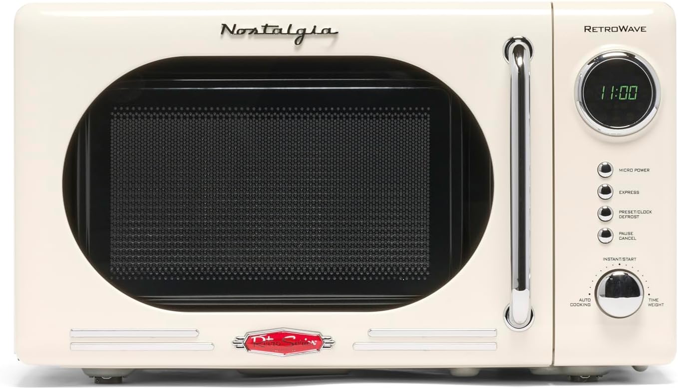Nostalgia Retro Compact Countertop Microwave Oven - 0.7 Cu. Ft. - 700-Watts with LED Digital Display - Child Lock - Easy Clean Interior - Aqua