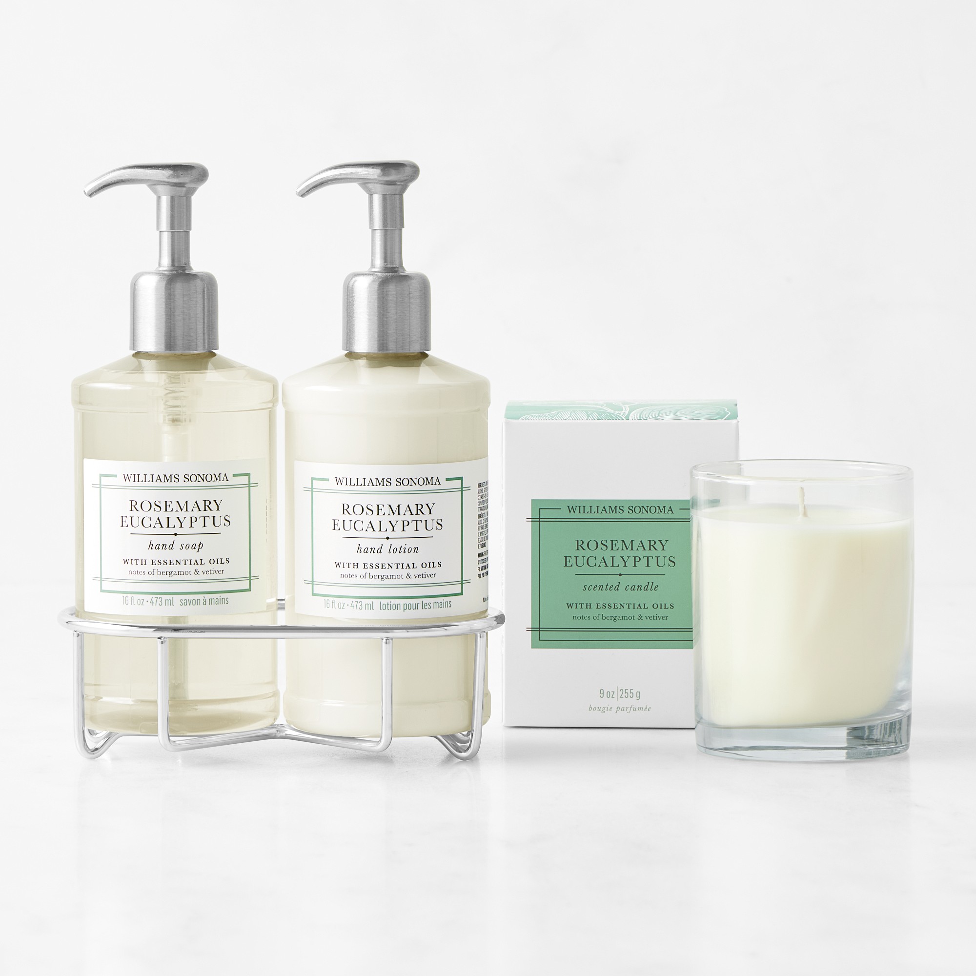 Williams Sonoma Rosemary Eucalyptus Hand Soap & Lotion 4-Piece Set