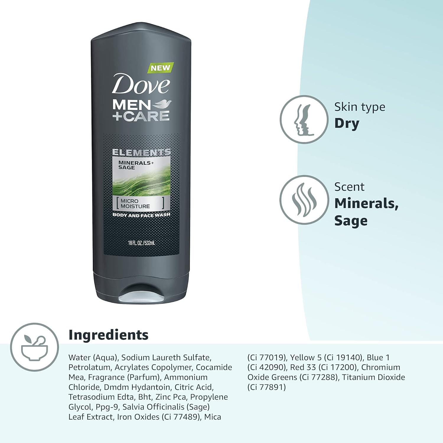 Dove Men+Care Body Wash Extra Fresh 4 Count for Men's Skin Care Body Wash Effectively Washes Away Bacteria While Nourishing Your Skin 18 oz