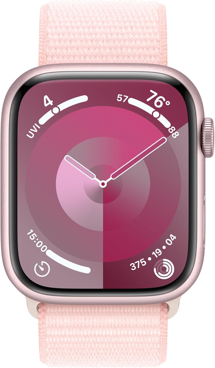 Apple Watch Series 9 [GPS 45mm] Smartwatch with Pink Aluminum Case with Pink Sport Loop. Fitness Tracker, Blood Oxygen & ECG Apps, Always-On Retina Display, Carbon Neutral