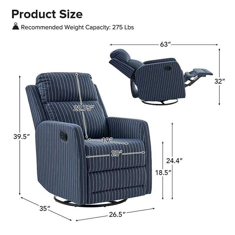 Flora Swivel Rocker Recliner with Comfort and flexibility
