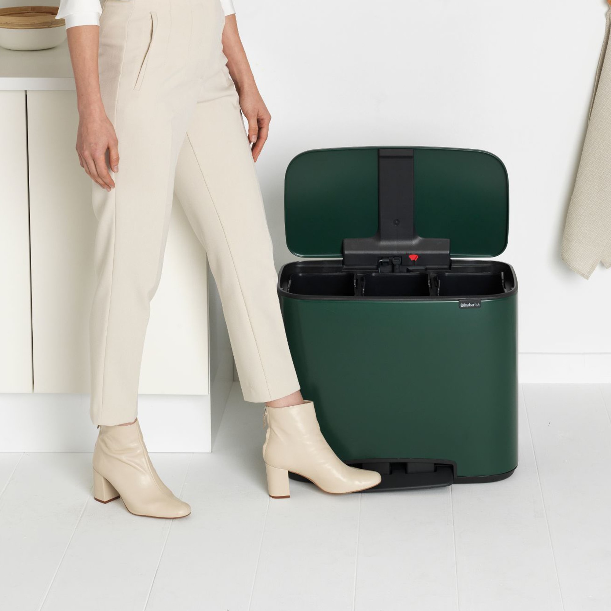 Brabantia Bo Step On Multi Compartment Recycling Trash Can, 3 x 3 Gallon