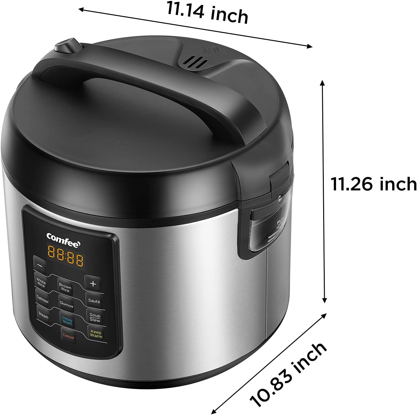 COMFEE' Compact Rice Cooker, 6-in-1 Stainless Steel Multi Cooker, Slow Cooker, Steamer, Saute, and Warmer, 2 QT, 8 Cups Cooked(4 Cups Uncooked), Brown Rice, Quinoa and Oatmeal, 6 One-Touch Programs