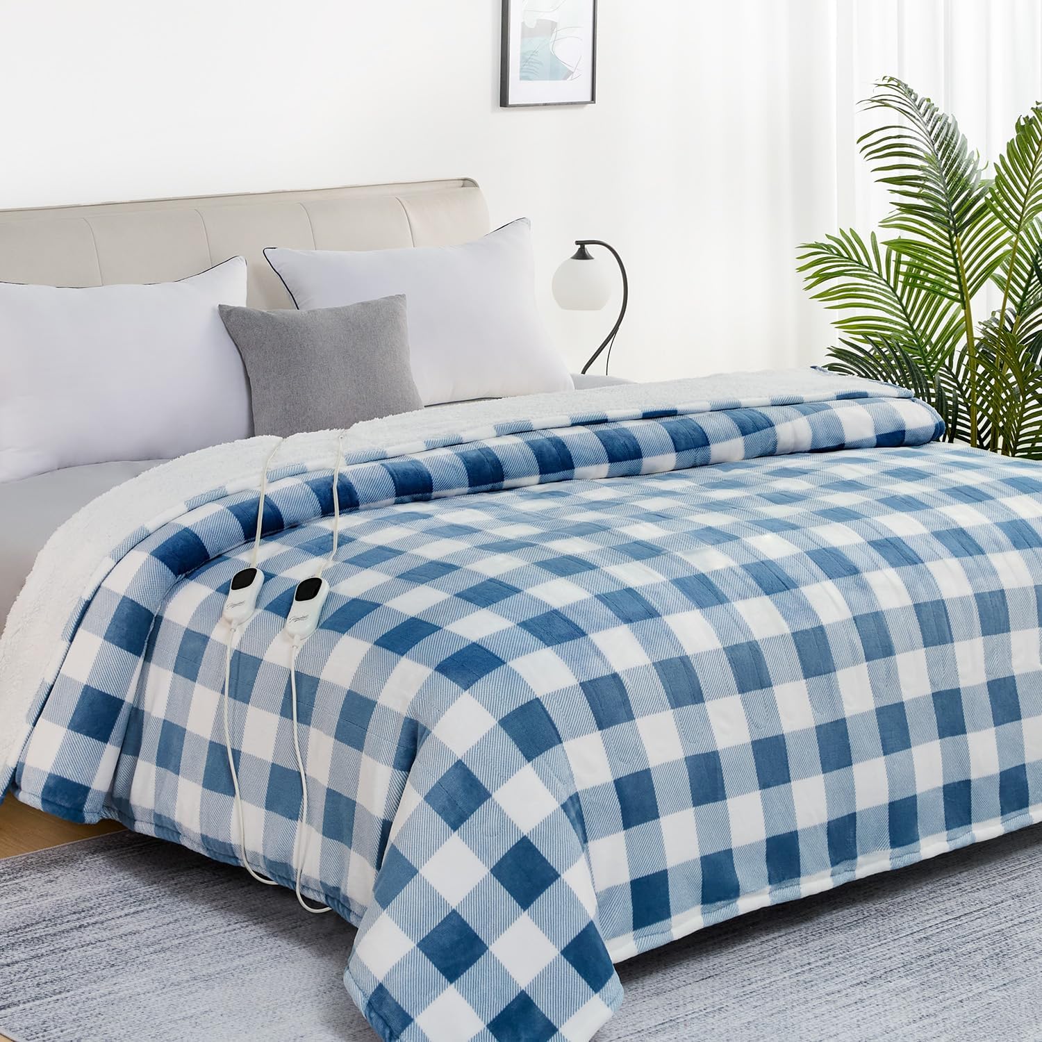 Homemate Electric Blanket Heated Throw - 50“x60“ Ultra Soft Cozy Flannel Heating Blanket with 10 Fast Heat Levels 8 Hours Auto Off Over-Heated Protection ETL Certification Keep Warm in Home Office