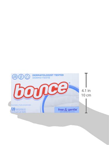 Bounce Free & Gentle Dryer Sheets, 240 Sheets, Unscented Fabric Softener Sheets, Hypoallergenic and Dermatologist Tested