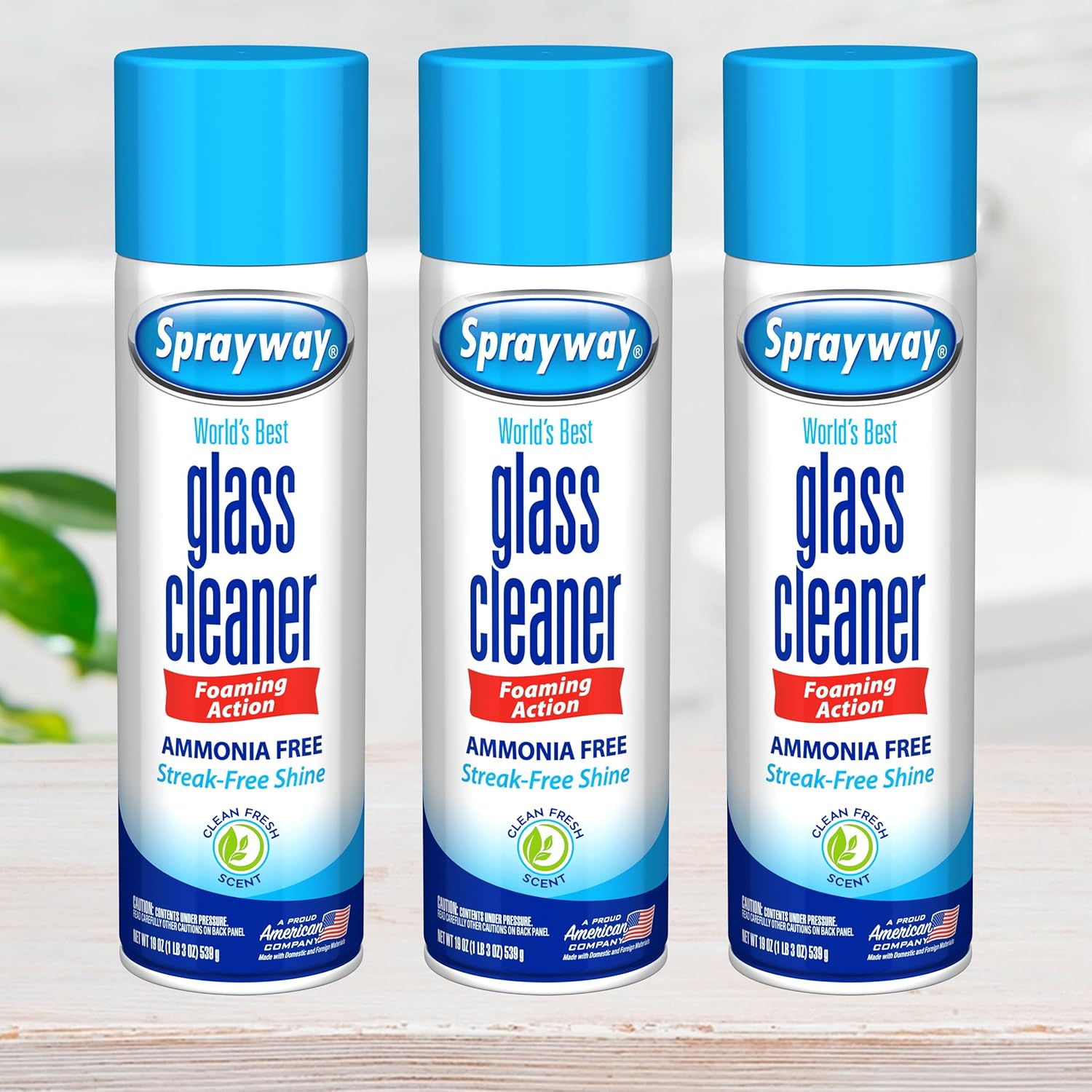The Award Box Spraiway Glass Cleaner Foam Action Cleaner 19 oz. with Cleaning Cloth in Packaging (3 Pack)