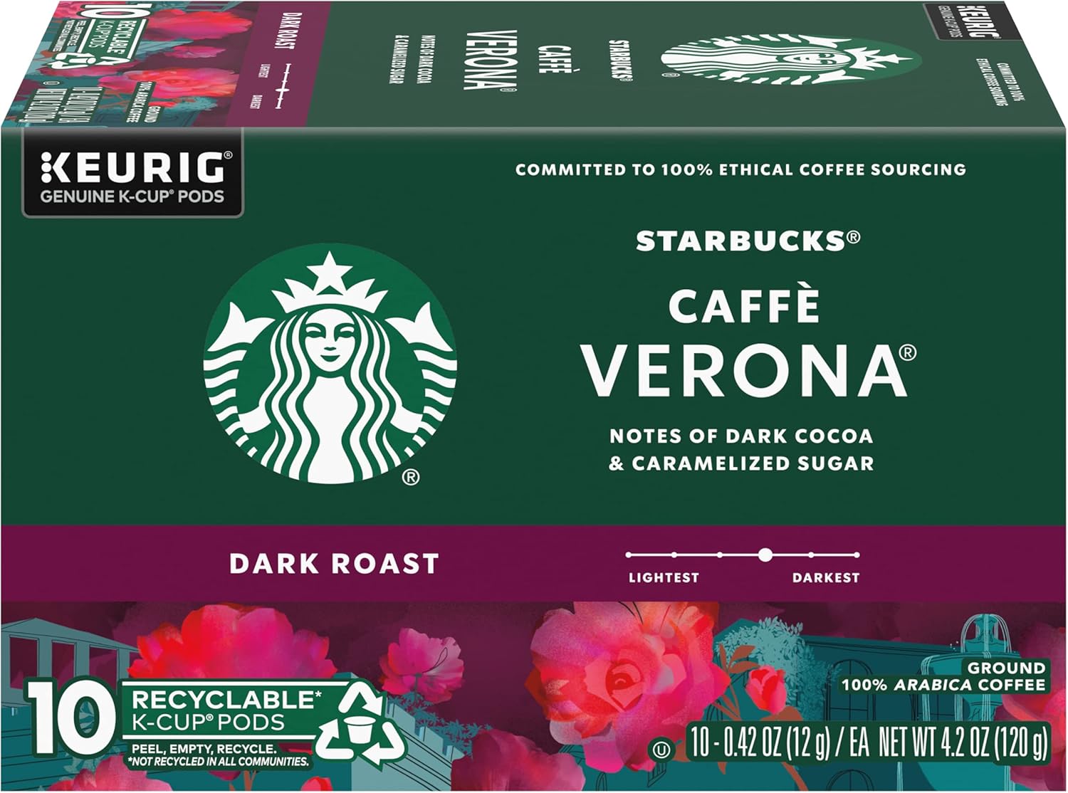 Starbucks K-Cup Coffee Pods, Dark Roast Coffee, French Roast for Keurig Brewers, 100% Arabica, 4 boxes (96 pods total)