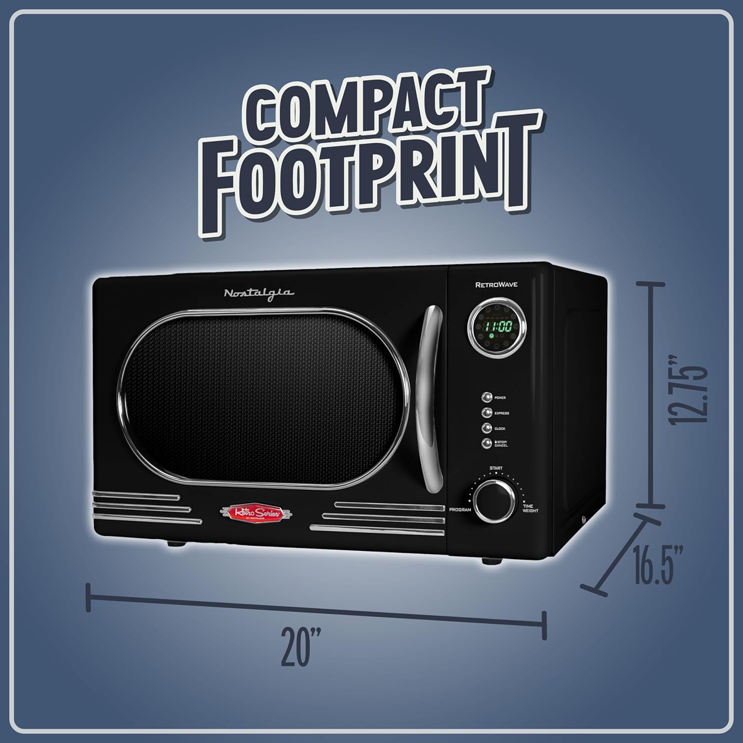 Nostalgia Retro Compact Countertop Microwave Oven - 0.7 Cu. Ft. - 700-Watts with LED Digital Display - Child Lock - Easy Clean Interior - Aqua