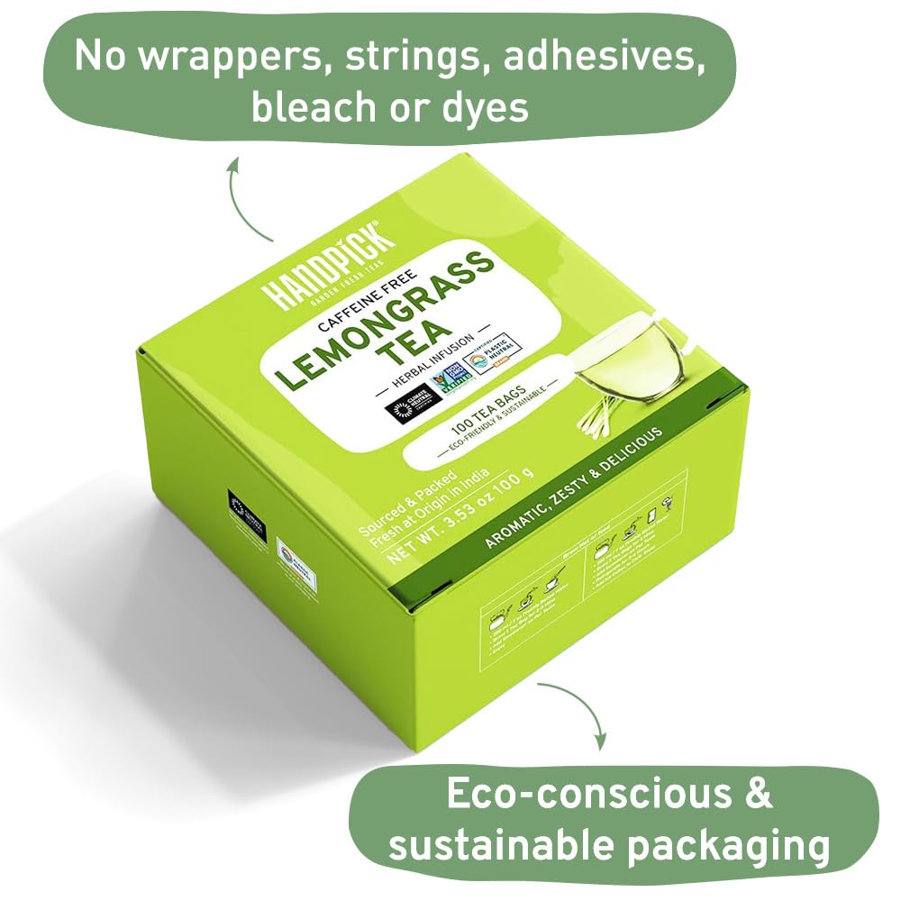 HANDPICK, Peppermint Tea, Eco-Conscious Tea Bags - 100 Count | Caffeine Free, Non-GMO | Minty, Fresh & Cool flavor | Direct From Source