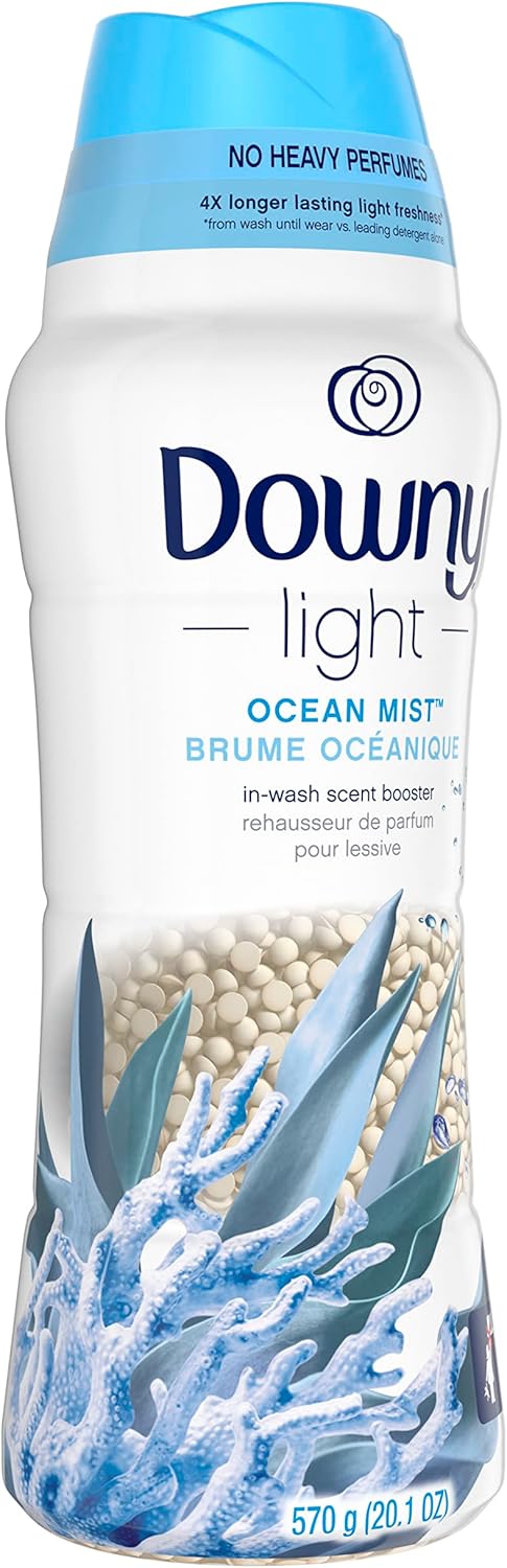 Downy Light In Wash Scent Booster Beads, Ocean Mist Scent, 24 oz, Downy Scent Booster Beads, Laundry Beads, No Heavy Perfumes